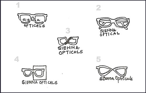 logo sketches for the Sienna Opticals logo design